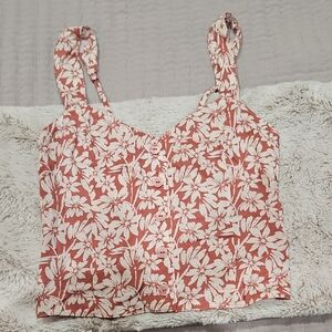 Abercrombie & Fitch Coral and White Floral Button Cami